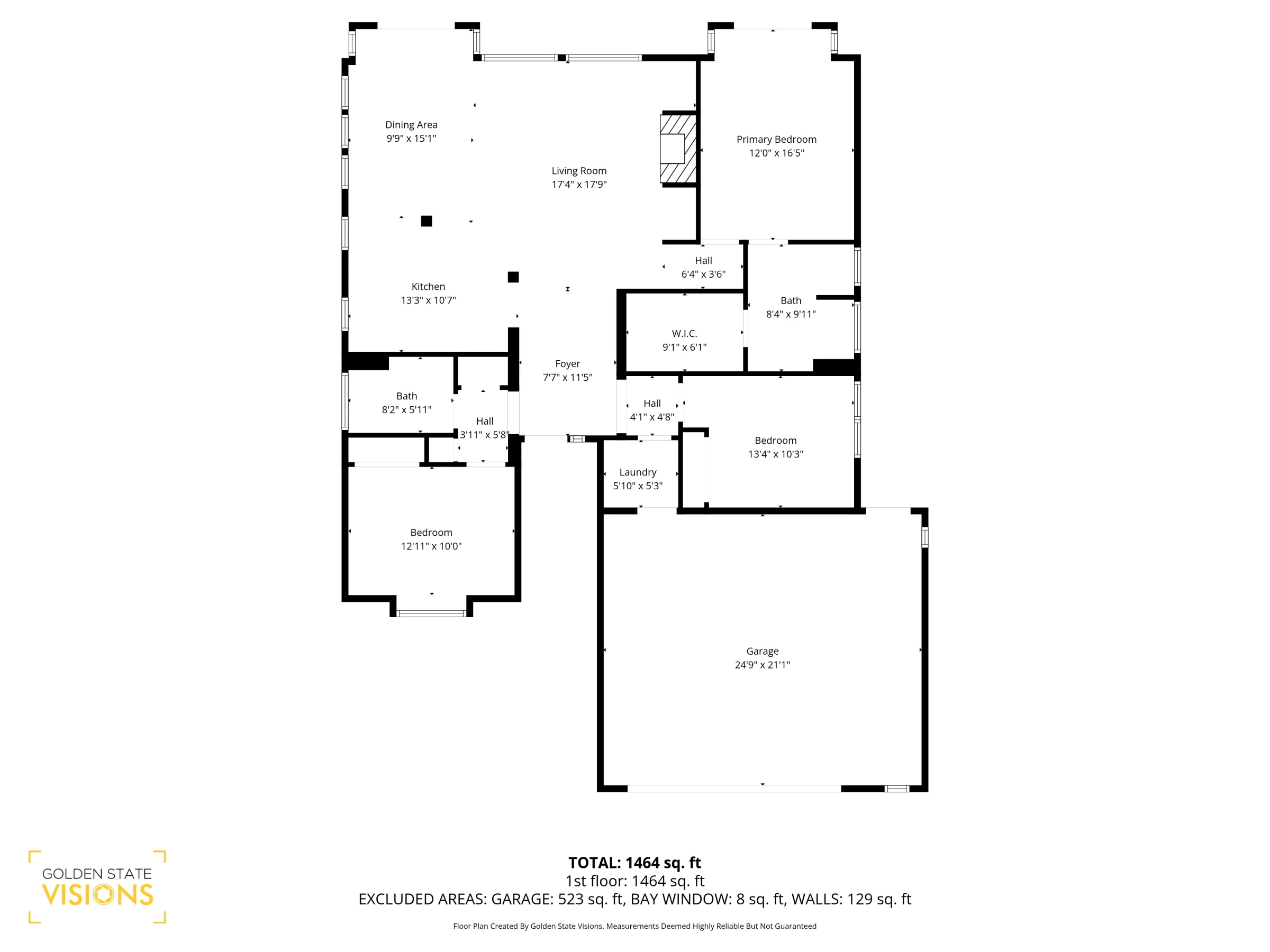 Example measured 2D floor plan created by Golden State Visions